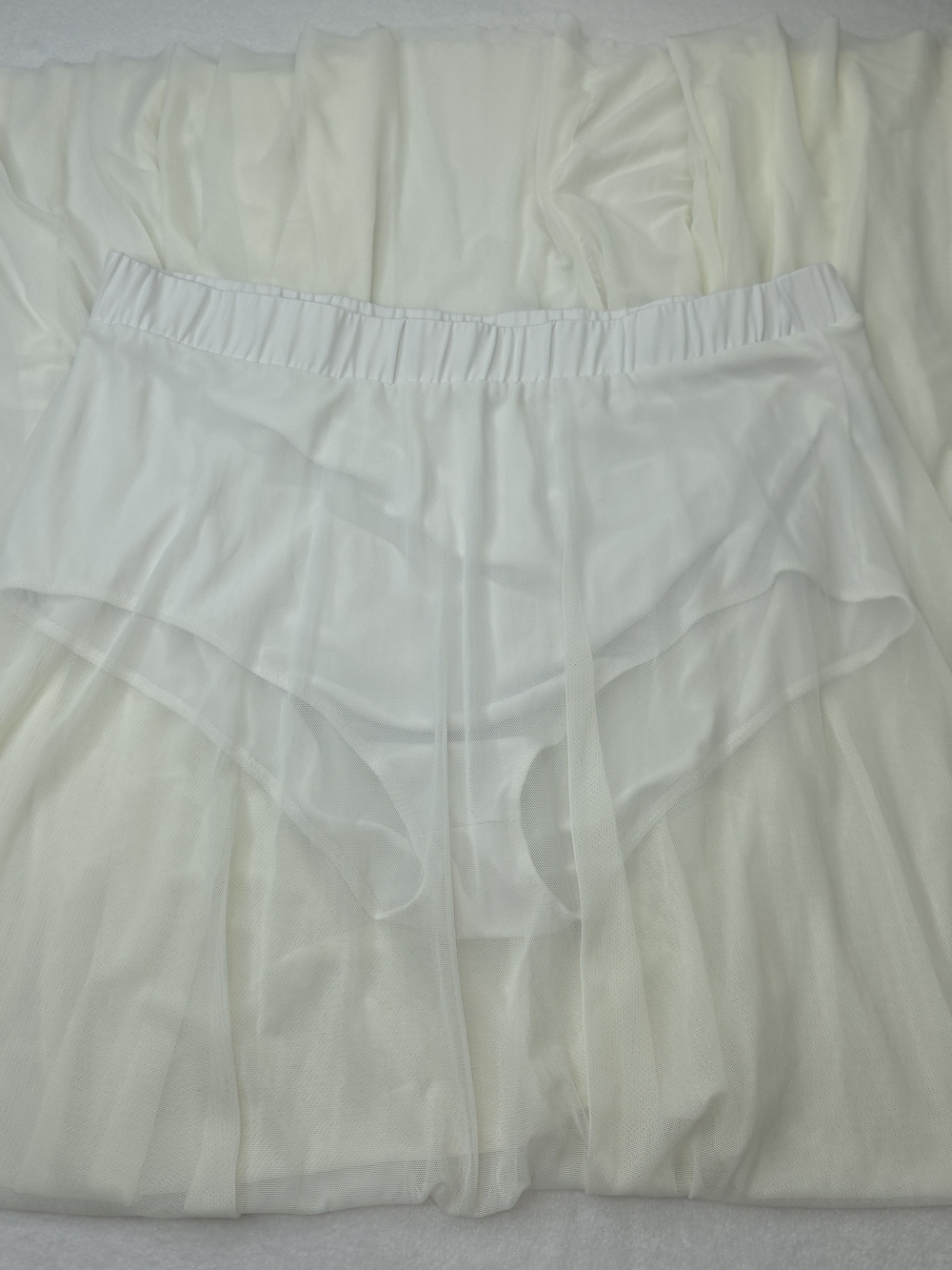 FTF 1 White Mesh Elastic Waist Sheer Skirt W/Panty CX-3898 - Picture 6 of 9